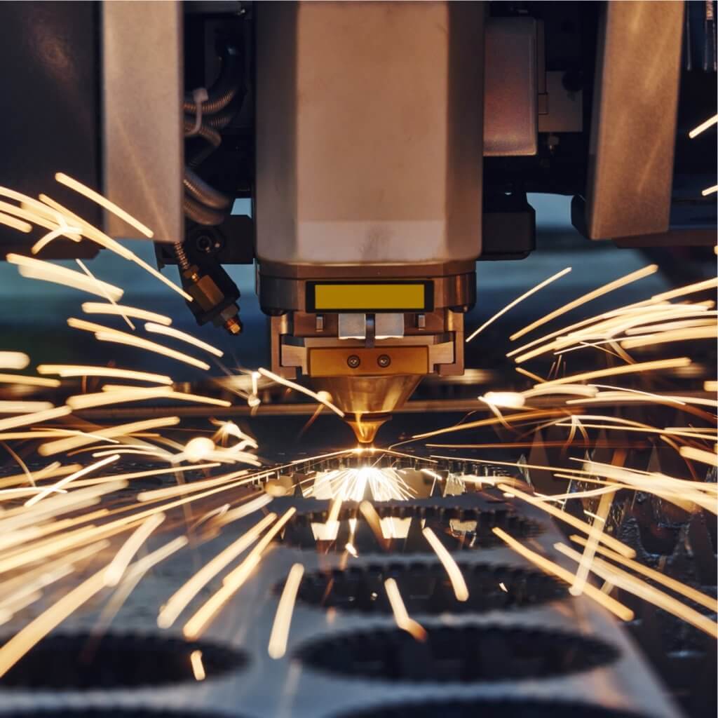 Laser bed cutting sparks