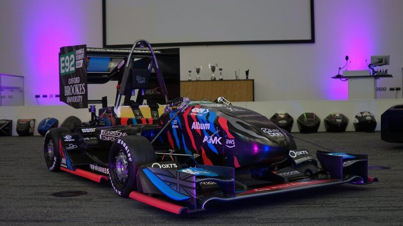 2024 electric race car designed and built by Oxford Brookes race team unveiled to public.